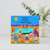 Fun Kindergeburtstag Party Beach Party Einladung (Stehend Vorderseite)