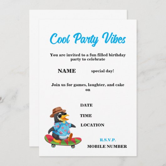 Fun-Kindergeburtstag-Party Einladung (Vorne/Hinten)