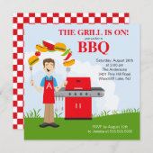 Fun King of the Grill Barbecue Party Einladung (Vorne/Hinten)