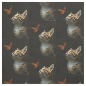 Fun Kitten Butterfly Schwarzer Hintergrund Stoff (Muster)