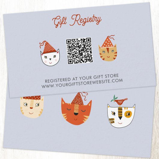 Fun Kitty Cat Baby Shower Geschenk Registrierung Q Begleitkarte