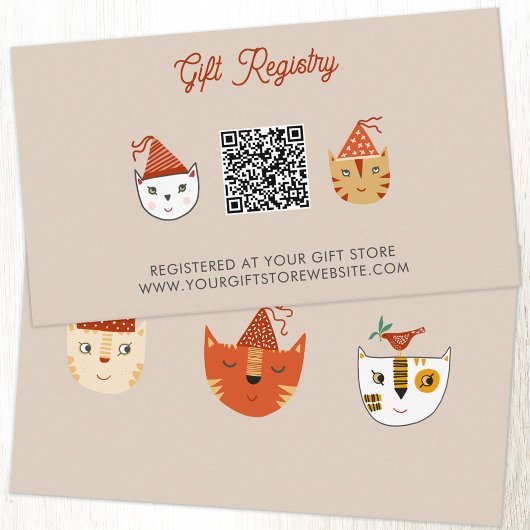 Fun Kitty Cat Baby Shower Geschenk Registrierung Q Begleitkarte