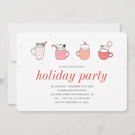 Fun Kitty Cat Party Feiertag Einladung (Vorderseite)