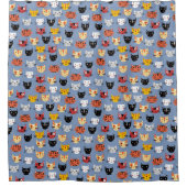 Fun Kitty Cat Pattern Blau Duschvorhang (Vorderseite)