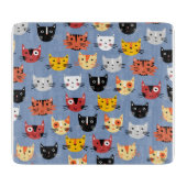 Fun Kitty Cat Pattern Blau Schneidebrett (Vorderseite)