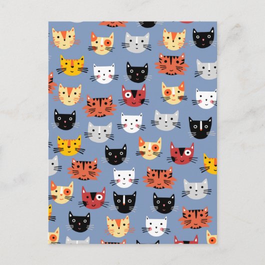 Fun Kitty Cat Pattern Postkarte (Vorderseite)
