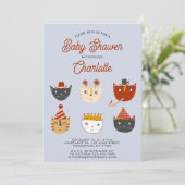 Fun Kitty Cat Personalisiert Babydusche Einladung (Stehend Vorderseite)