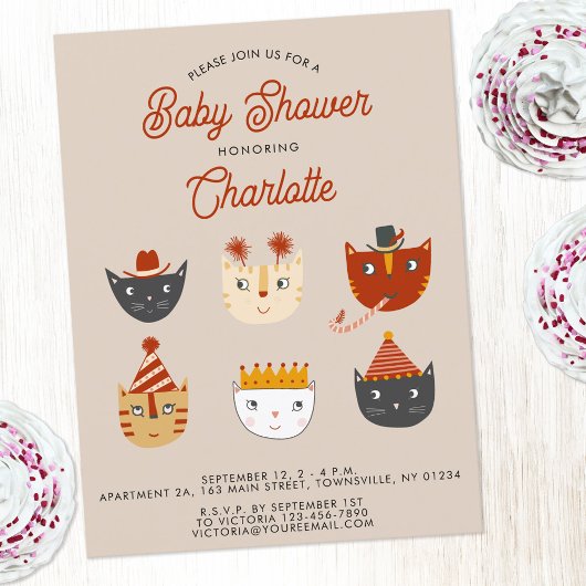 Fun Kitty Cat Personalisiert Babydusche Einladung Postkarte