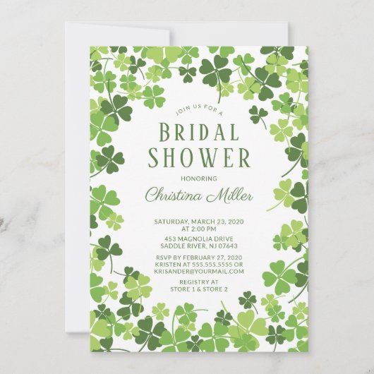 Fun Kleeblatt Irish Bridal Dusche Einladung (Vorderseite)