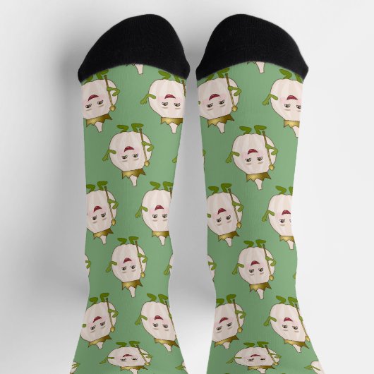 Fun Knoblauch mit Gesicht - Neues Muster S Socken (Oben)