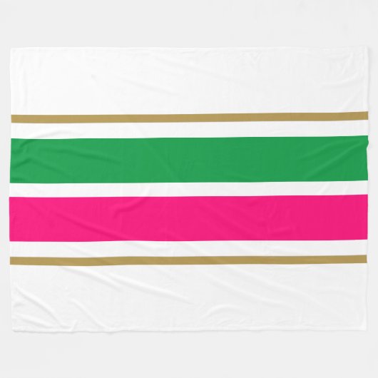 Fun kühl leuchtend rosa Kelly Green Racing Streife Fleecedecke (Vorderseite (Horizontal))