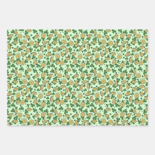 Fun Künstlerisches irisches Kleeblatt Regenbogen L Geschenkpapier Set (Vorderseite 2)