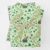 Fun Künstlerisches irisches Kleeblatt Regenbogen L Geschenkpapier Set (Beispiel)