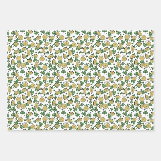 Fun Künstlerisches irisches Kleeblatt Regenbogen L Geschenkpapier Set (Vorderseite 2)