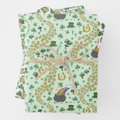 Fun Künstlerisches irisches Kleeblatt Regenbogen L Geschenkpapier Set (Beispiel)