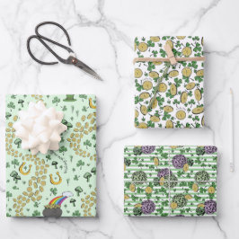 Fun Künstlerisches irisches Kleeblatt Regenbogen L Geschenkpapier Set