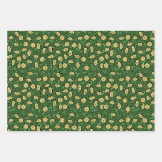 Fun Künstlerisches irisches Kleeblatt Regenbogen L Geschenkpapier Set (Vorderseite 2)