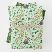 Fun Künstlerisches irisches Kleeblatt Regenbogen L Geschenkpapier Set (Beispiel)