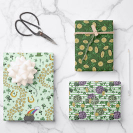 Fun Künstlerisches irisches Kleeblatt Regenbogen L Geschenkpapier Set