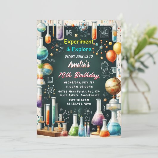 Fun Labrador Kids Geek Nerd Mad Science 9. Geburts Einladung (Stehend Vorderseite)
