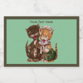 Fun Lady Cat Rats für männliche Katze auf Grün Lebensmitteletikett (Einzelnes Label)