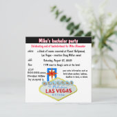 Fun Las Vegas Bachelor Party Einladung (Stehend Vorderseite)