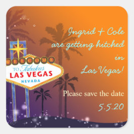 Fun Las Vegas Wedding Save the Date Quadratischer Aufkleber