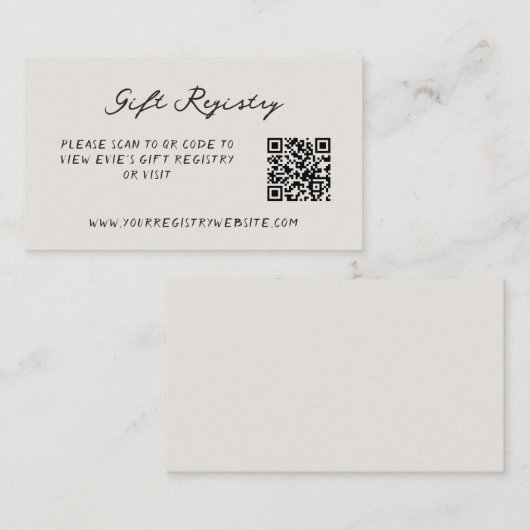 Fun Lässig handgeschriebenes Geschenk QR-Code der  Begleitkarte (Vorne/Hinten)