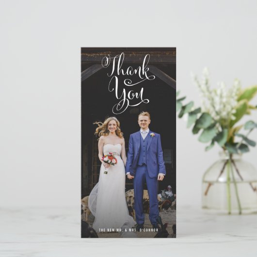 Fun Lässig Wedding Foto Vielen Dank Dankeskarte (Stehend Vorderseite)