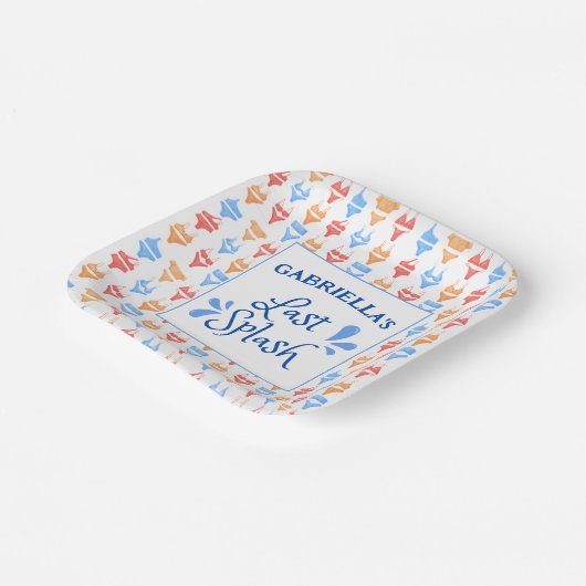 Fun "Last Splash" Thema Personalisiert Bachelorett Pappteller (Gewinkelt)