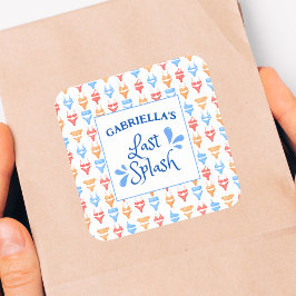 Fun "Last Splash" Thema Personalisiert Bachelorett Quadratischer Aufkleber