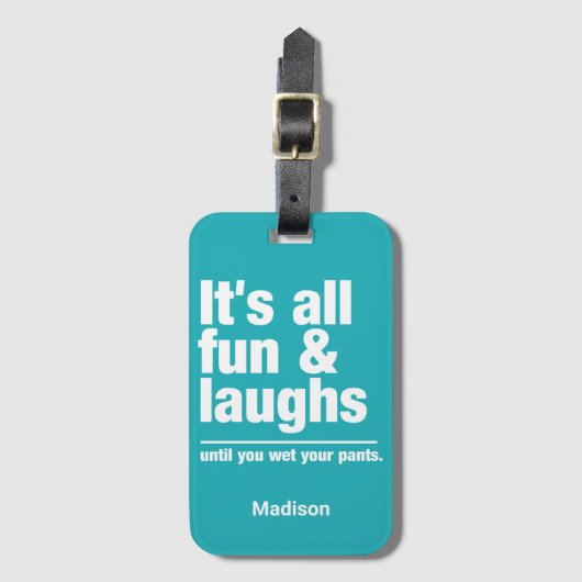 FUN & LAUGHS individuelle Name & Farbe Gepäckanhänger (Vorderseite Vertikal)