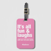 FUN & LAUGHS individuelle Name & Farbe Gepäckanhänger (Vorderseite Vertikal)