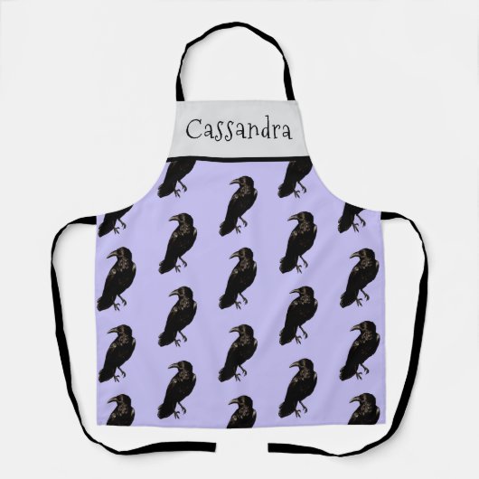 Fun Lavender Black Crow Muster Halloween-Schürze Schürze (Vorderseite)