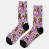 Fun Lavender Newlyweds Foto Pattern Socken (Linkes Detail)