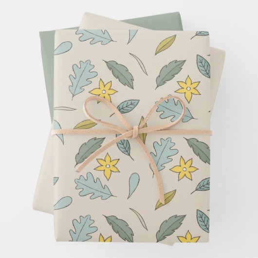 Fun Leaf Muster mit passender Farbe Geschenkpapier Set (Beispiel)