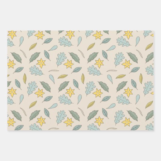Fun Leaf Muster mit passender Farbe Geschenkpapier Set (Vorderseite)
