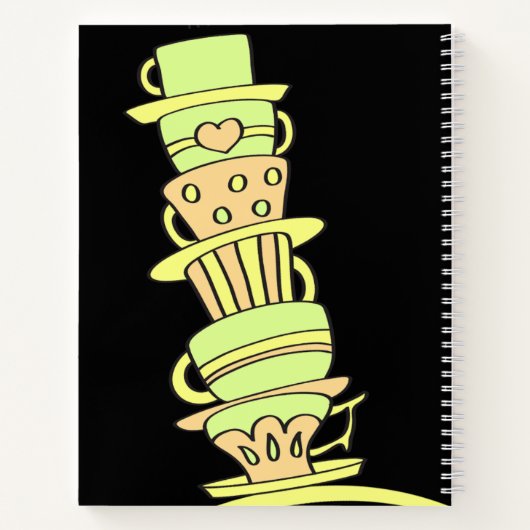 Fun Leaning Stack of Pastel Coffee Cups Rezept Notizbuch (Rückseite)