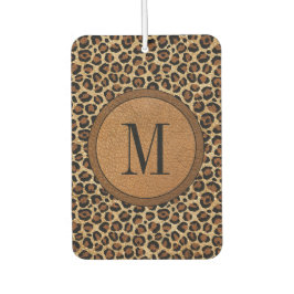 Fun Leather Leopard Vintag Modern Boho Monogram Autolufterfrischer