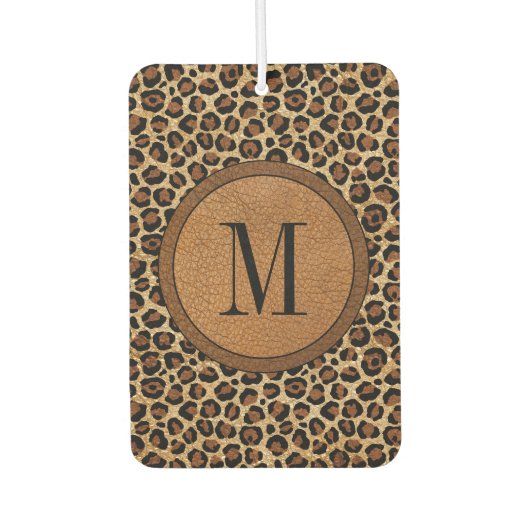 Fun Leather Leopard Vintag Modern Boho Monogram Autolufterfrischer (Vorderseite)
