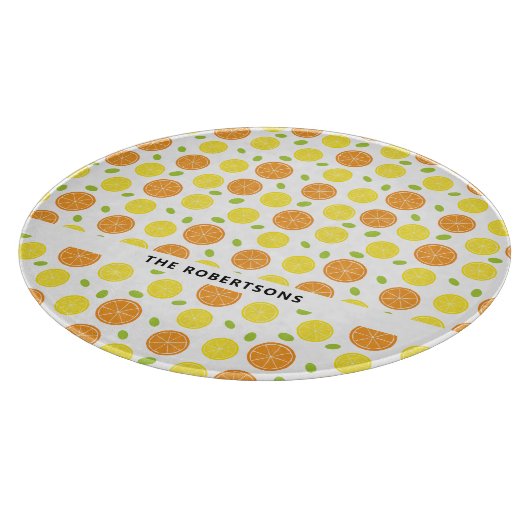 Fun Lemon, Orange und Traubenfrucht Personalisiert Schneidebrett (Ecke)