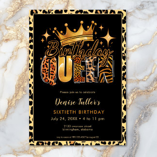 Fun Leopard Birthday Queen 60 Geburtstag Einladung