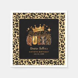Fun Leopard Birthday Queen 60 Geburtstag Serviette