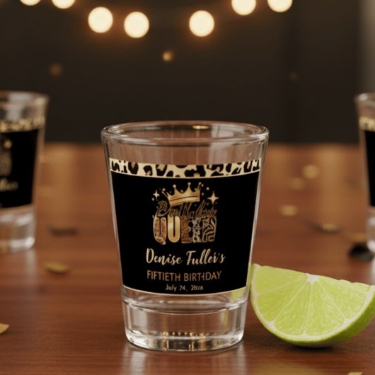 Fun Leopard Birthday Queen Fifty Birthday Schnapsglas