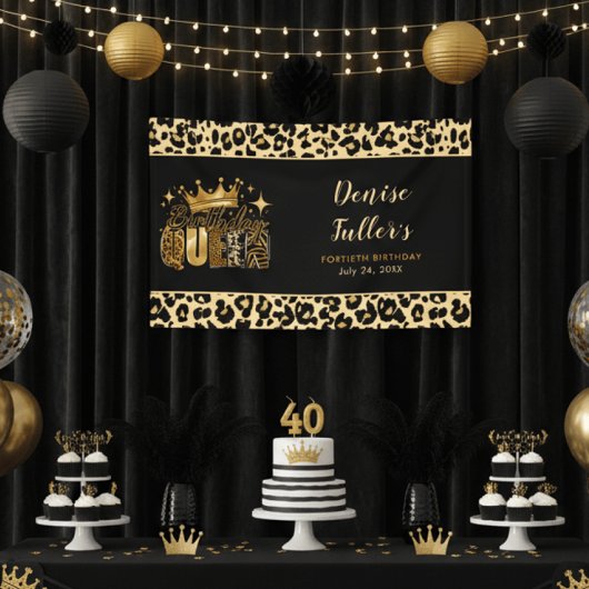 Fun Leopard Birthday Queen Forty Birthday Banner