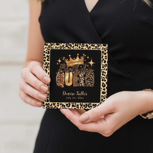 Fun Leopard Birthday Queen Forty Birthday Einladung