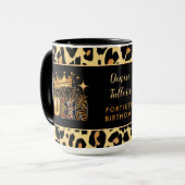 Fun Leopard Birthday Queen Forty Birthday Tasse (Vorderseite Links)