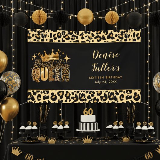 Fun Leopard Birthday Queen Sixty Birthday Banner