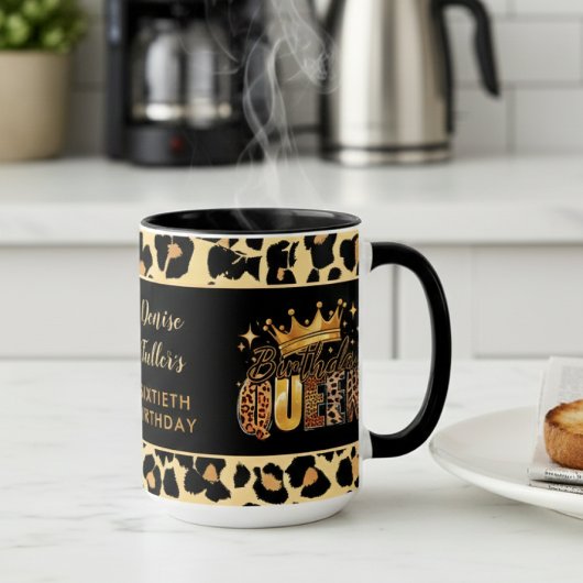 Fun Leopard Birthday Queen Sixty Birthday Tasse