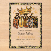Fun Leopard Birthday Queen Thirty Birthday Acryleinladungen (Vorderseite)
